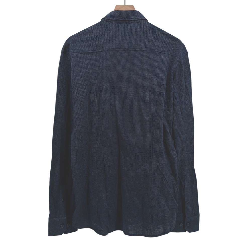 Haupt Shirt Mens M Navy Blue Modern Tailored Fit Textured Casual Long Sleeve NEW - Picture 3 of 11